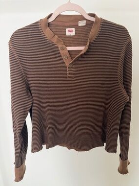 Levi's Striped Henley Long Sleeve - S